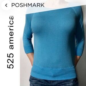 525 America Blue Pullover sweater 3/4 sleeve  Women Size XL